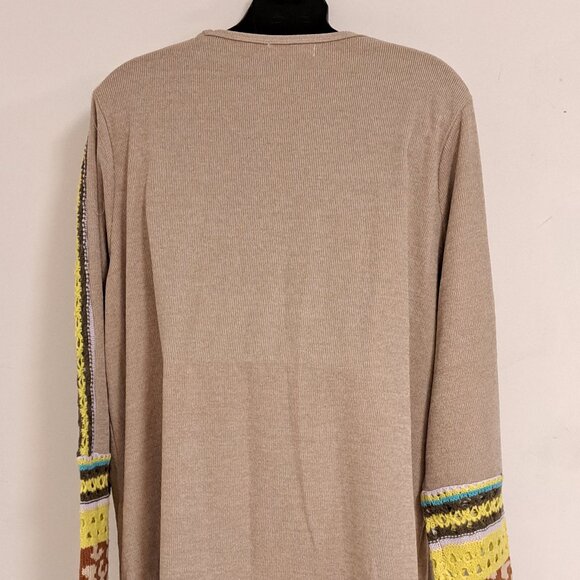 Easel BOHO Long Sleeve Top Crochet Accents Misses Size Large - Picture 10 of 11